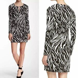 Diane Von Furstenberg DVF Reina Zebra Print Long sleeve Dress Size 2 $400